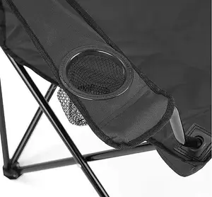 Compact Quick Folding Camping Chair with Arm Rest Carrying Bag and Drink Holder for Outdoor Use (Black)