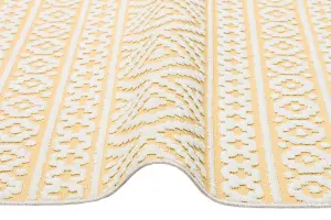 Yellow Outdoor Rug, Geometric Stain-Resistant Rug For Patio Decks, 3mm Modern Outdoor Luxurious Area Rug-190cm X 290cm