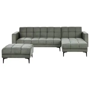 Left-Hand Corner Sofa with Ottoman ALNES Dark Green Left Hand