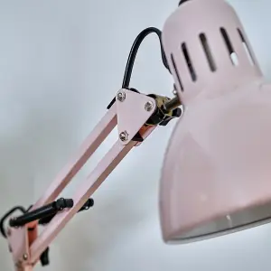 ValueLights Monda Retro Designer Style Adjustable Pink Metal Bedside Desk Table Lamp