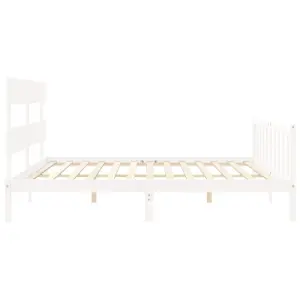 Berkfield Bed Frame with Headboard White 200x200 cm Solid Wood