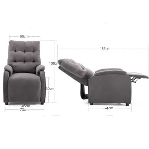 Charlbury Fabric Recliner Armchair Sofa Fireside Chair Reclining Cinema (Charcoal)