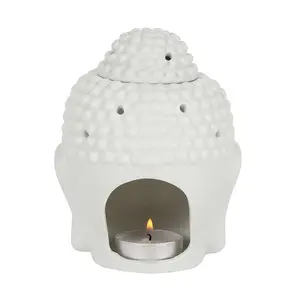 Ceramic Buddha Head Oil Burner - White