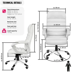 tectake Office chair Paul - desk chair computer chair - white