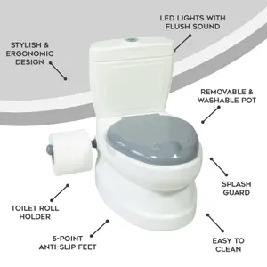 Kids Potty Training Toilet Seat with Flush Sound & Light Portable Easy Clean Removable Pot & Seat