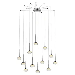 Luminosa Contemporary LED Cluster Pendant Ceiling 12 Light Chrome, Glass 3000K