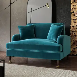 Teal Velvet Love Seat - Payton