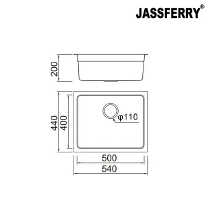 JASSFERRY Undermount Stainless Steel Sink Kitchen Dish Drainer Rack Single Bowl