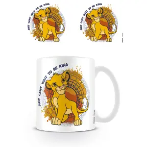 The Lion King Just Cant Wait To Be King Mug White/Yellow (One Size)