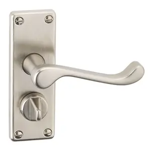 URBNLIVING 150mm Length Victorian Scroll Metal & Satin Nickel Privacy Lever Latch Door Handle