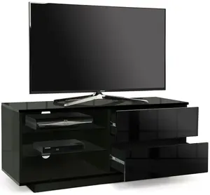 Centurion Supports Gallus Gloss Black with 2-Black Drawers and 2 Shelves up to 55"LED, LCD, Plasma Cabinet TV Stand