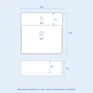 Nes Home 385 x 385mm Cloakroom Square Counter Top Basin Sink