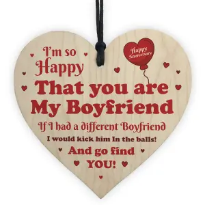 Funny Gift For Boyfriend Wooden Heart Anniversary Gift For Boyfriend Keepsake Gift For Him