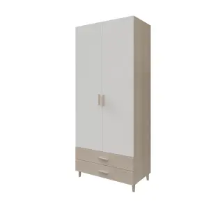 GoodHome Atomia Freestanding Matt white oak effect Particle board Wardrobe (H)2250mm (W)1000mm (D)580mm