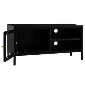 Berkfield TV Cabinet Black 90x30x44 cm Steel and Glass