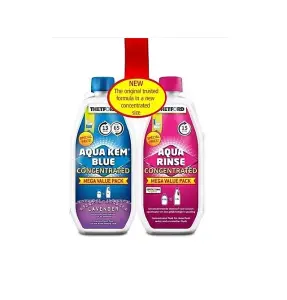 Thetford Aqua Kem Duo Concentrated Toilet Chemicals Fluid Blue Lavender & Pink Rinse