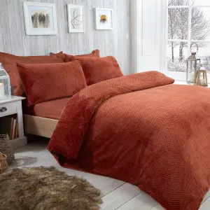 Smart Living Luxury Super Soft & Reversible Waffle Teddy Fleece Duvet Cover with Pillowcase