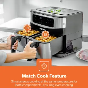 Geepas 9 Litre Dual Basket Air Fryer Digital with LED Timer & Temperature Touchscreen