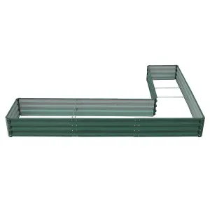 Outdoor Metal Raised Garden Bed L Shaped  Raised Garden Bed for Plants in Green