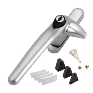 Universal Cockspur Window Handle Kit - Left, Satin Silver/White