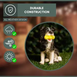 Solar Dog Garden Ornament LED Light Up Tennis Balls Puppy Statue Decor Lighting