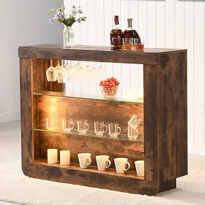 Fiesta Smoked Oak Bar Table Unit With 2 Candid Black Stools