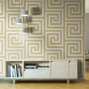 Athena Geometric Wallpaper Champagne / Gold Debona 4012