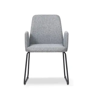 Grey Tub Armchair Padded Seat Office Chair Accent Chair Black Legs Modern