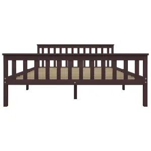 Berkfield Bed Frame Dark Brown Solid Pinewood 160x200 cm