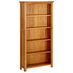 Berkfield 5-Tier Bookcase 70x22x140 cm Solid Oak Wood