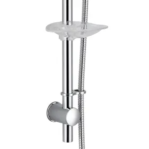 Nes Home Emso Round Exposed Chrome Thermostatic Shower Valve, Slider Rail & Handset Kit