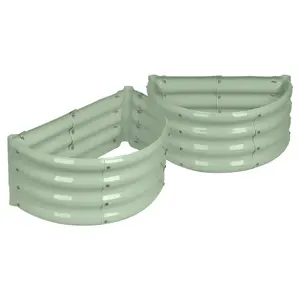 Semicircular Galvanised Steel Raised Garden Beds - 60cm x 30cm - Pack of 2