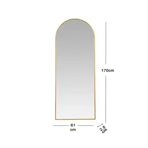 Salma Metal Flat Mirror Satin Brass / 170cm H x 61cm W