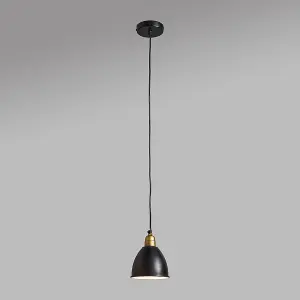 ValueLights Eli Contemporary Black & Gold Dome Ceiling Pendant Light Fitting - Complete with 4w LED Filament Bulb 2700K Warm White