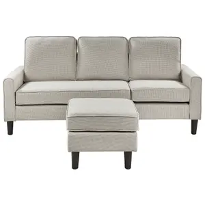 3 Seater Fabric Sofa with Ottoman Light Beige AVESTA