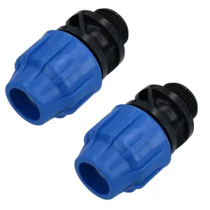 25mm x 1in MDPE Male Adapter Compression Coupling Fitting Water Pipe 2pk