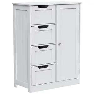 Hayle Matt White Freestanding Single Bathroom Drawer cabinet (H) 810mm (W) 600mm