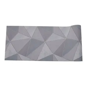 Dark Grey Simple PVC Wallpaper Grey Line Rhombus Geometrical 3D Wallpaper Roll 5m², Non Self Adhesive Wall Paper