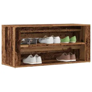 Berkfield Shoe Bench Old Wood 100x35x45 cm Engineered Wood