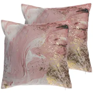 Set of 2 Cushions LANTANA 45 x 45 cm Abstract Pink