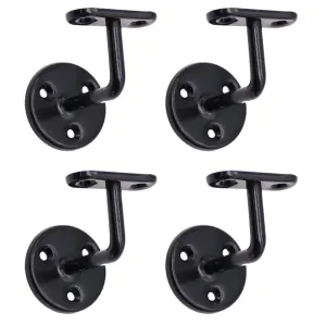 EAI Handrail Bracket Black Pack 4 Banister Brackets Stair Banister Wall Handrail 63mm