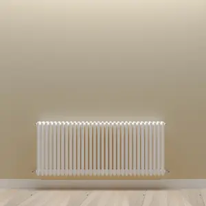 Horizontal White Triple Column Radiator (H) 600mm x (W) 1460mm, 9500 BTU.