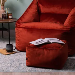 icon Amara Velvet Bean Bag Pouffe Terracotta