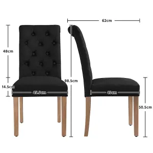 Yaheetech Set of 2 Black Upholstered Dining Chairs Classic Fabric Chairs with High Back