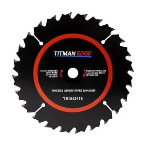 Titman Edge TCT Medium Finish Circular Saw Blade 184mm x 16mm x 24 Tooth - TB1842416