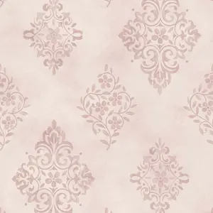 Shabby Chic by Rachel Ashwell Diamond Motif Pink Damask Wallpaper