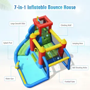 Costway 7-In-1 Inflatable Water Slide Jumping Bouncy Castle House Splash Pool Climbing