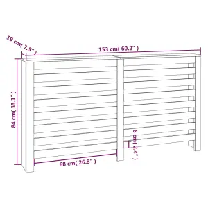 Radiator Cover White 153x19x84 cm Solid Wood Pine