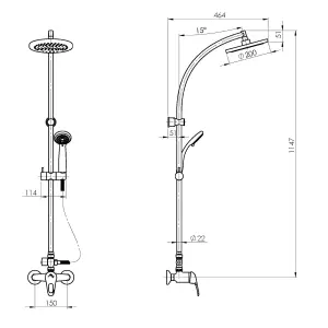 Hommix Rubineta Stream + Prince-15 Shower Set