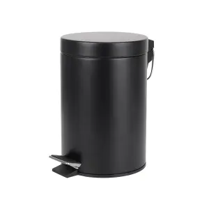 Black  3L Bathroom Pedal Bin Freestanding